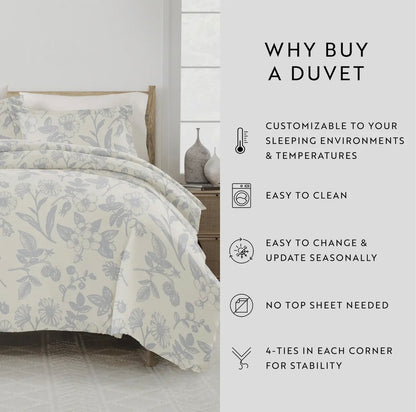 Garden Pattern 3 Piece Duvet Cover Set